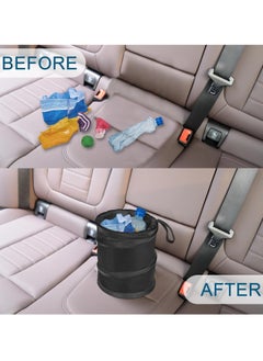 Beauenty Car Trash Can, Mini Collapsible Pop-up Car Garbage Can, Waterproof Hanging Car Trash Bag with Velcro, Car Trash Bin, 1 Pack, Black  - Image 4