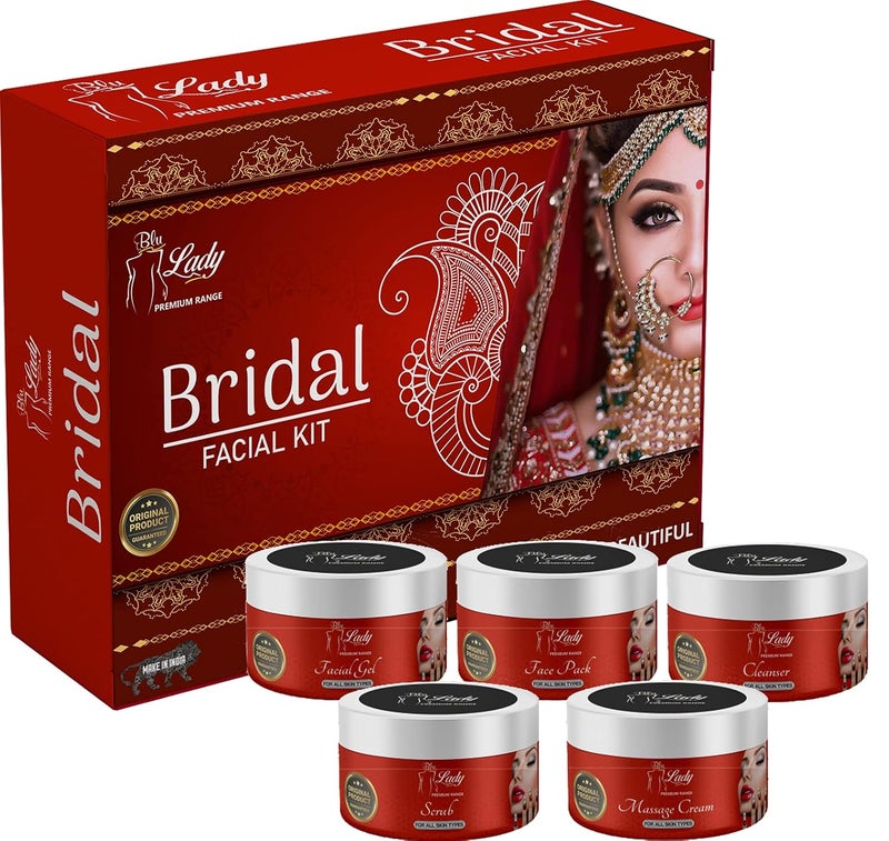 Blu Lady Professional Bridal Skin Whitening Facial Kit Beauty Bridal Diamond Instant Glow Ever in India All Type Skin Fairness Set of 5 275 G bridal - Image 1