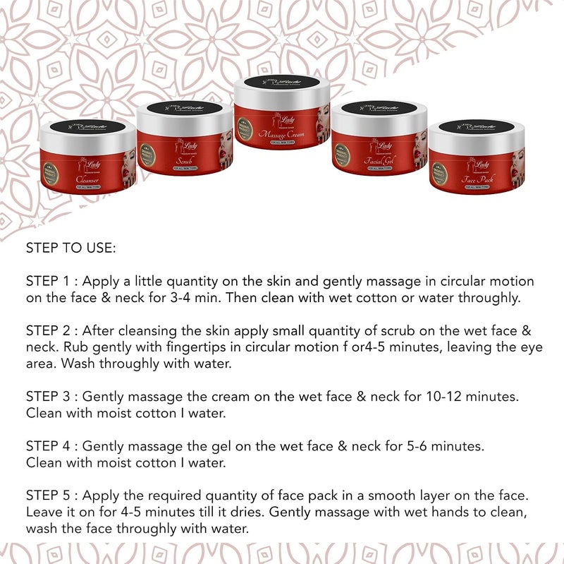 Blu Lady Professional Bridal Skin Whitening Facial Kit Beauty Bridal Diamond Instant Glow Ever in India All Type Skin Fairness Set of 5 275 G bridal - Image 3