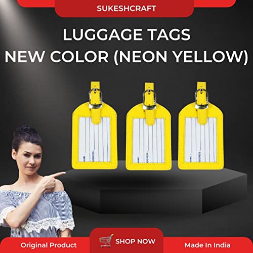 Sukeshcraft Luggage Tags Suitcase Tag Travel Bag Labels Neon(Yellow) - Image 4