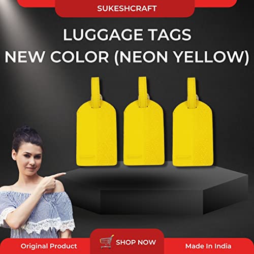 Sukeshcraft Luggage Tags Suitcase Tag Travel Bag Labels Neon(Yellow) - Image 5