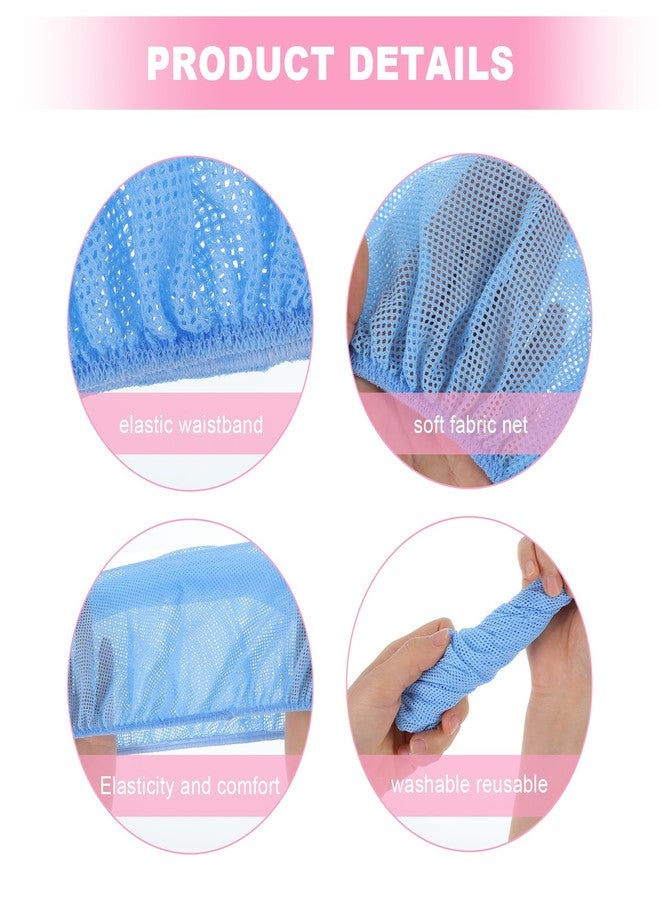 Dimeho 4 Pcs Mesh Sleep Bonnets Night Sleep Cap Hair Net for Sleeping Wig Cap Sleep Caps for Women (Black/White/Pink/Blue) - Image 3
