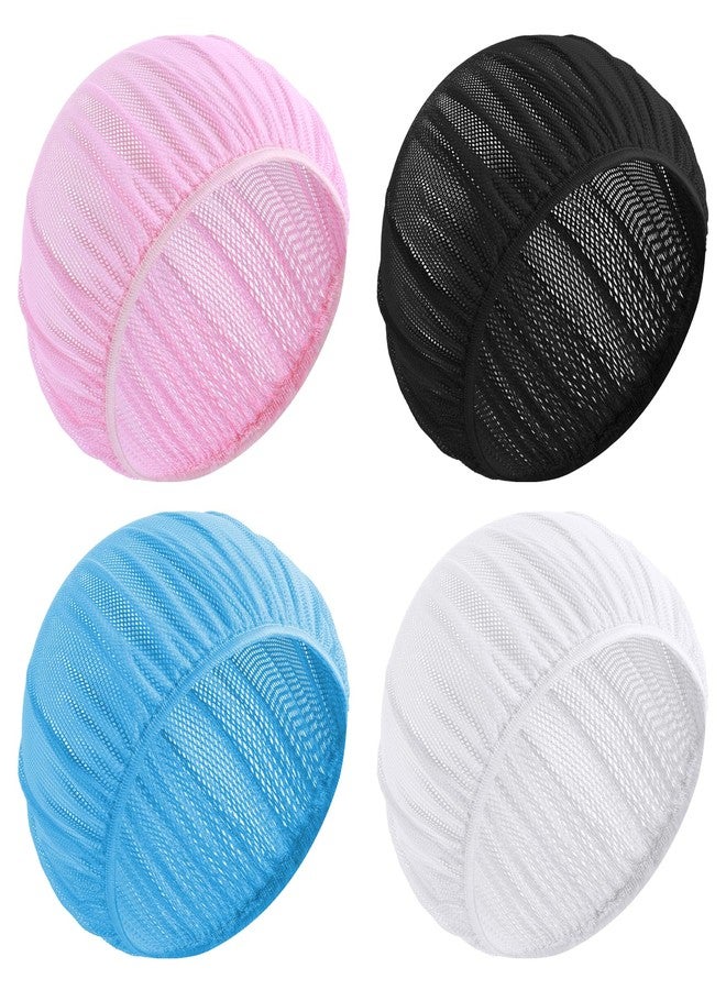 Dimeho 4 Pcs Mesh Sleep Bonnets Night Sleep Cap Hair Net for Sleeping Wig Cap Sleep Caps for Women (Black/White/Pink/Blue) - Image 1