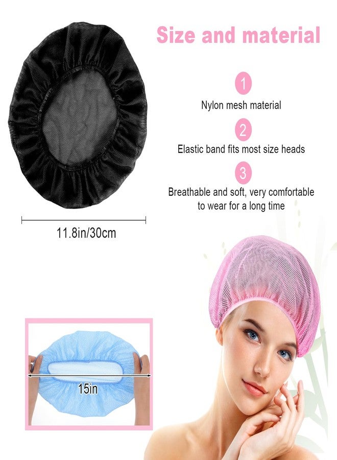 Dimeho 4 Pcs Mesh Sleep Bonnets Night Sleep Cap Hair Net for Sleeping Wig Cap Sleep Caps for Women (Black/White/Pink/Blue) - Image 2