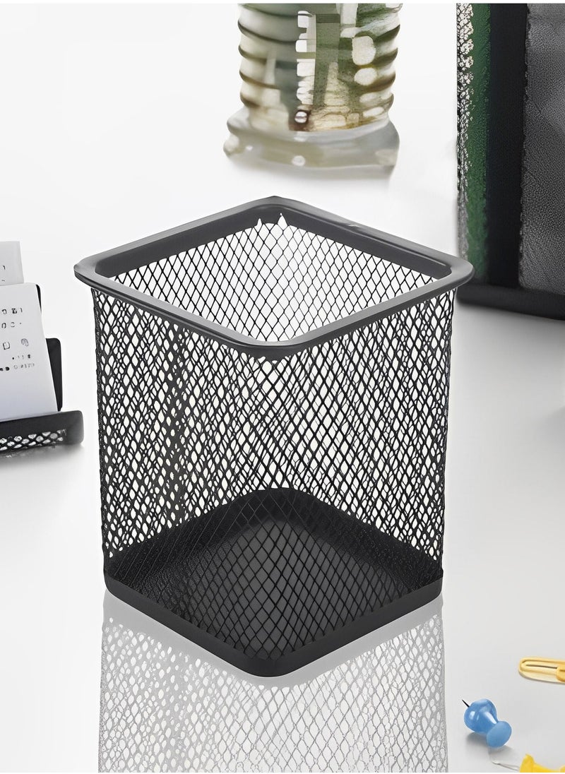 Generic Square Iron Metal Mesh Pen holder (Black)  - Image 2