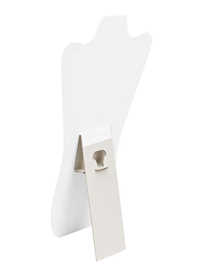 MOOCA White Faux Leather MDF Wood Jewelry and Necklace Easel Display Stand, Set of 6 - Image 5
