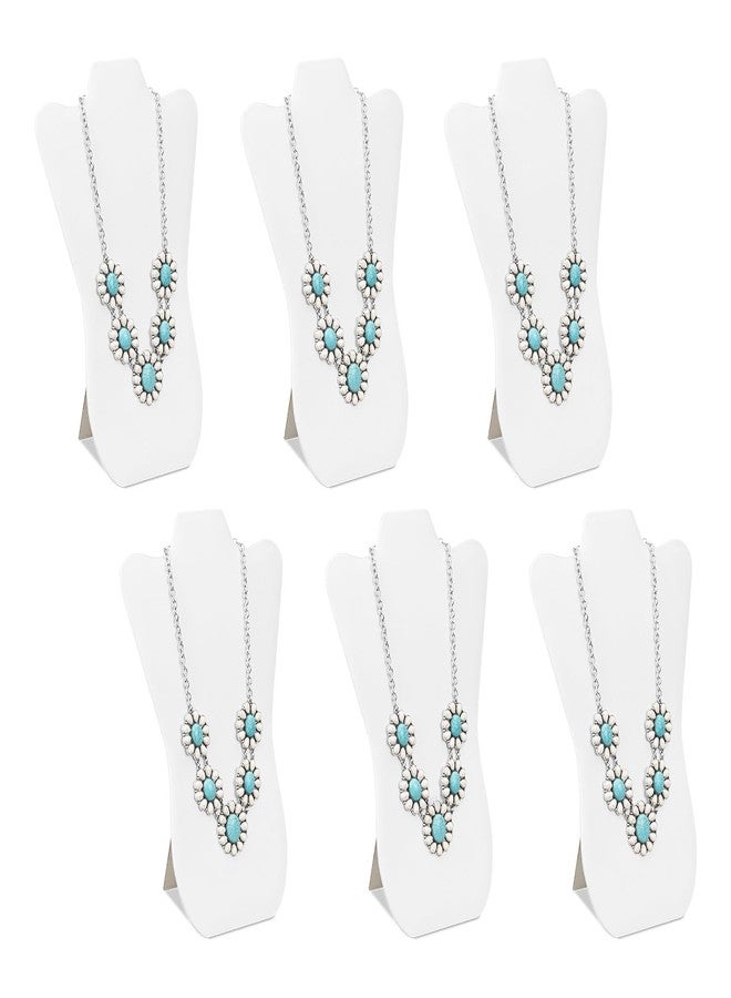 MOOCA White Faux Leather MDF Wood Jewelry and Necklace Easel Display Stand, Set of 6 - Image 1
