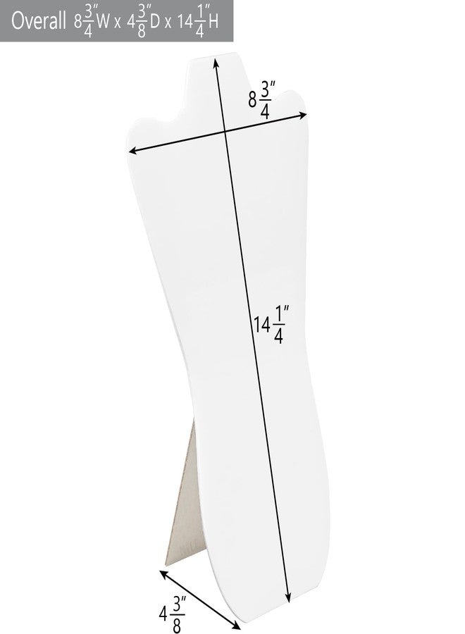 MOOCA White Faux Leather MDF Wood Jewelry and Necklace Easel Display Stand, Set of 6 - Image 2