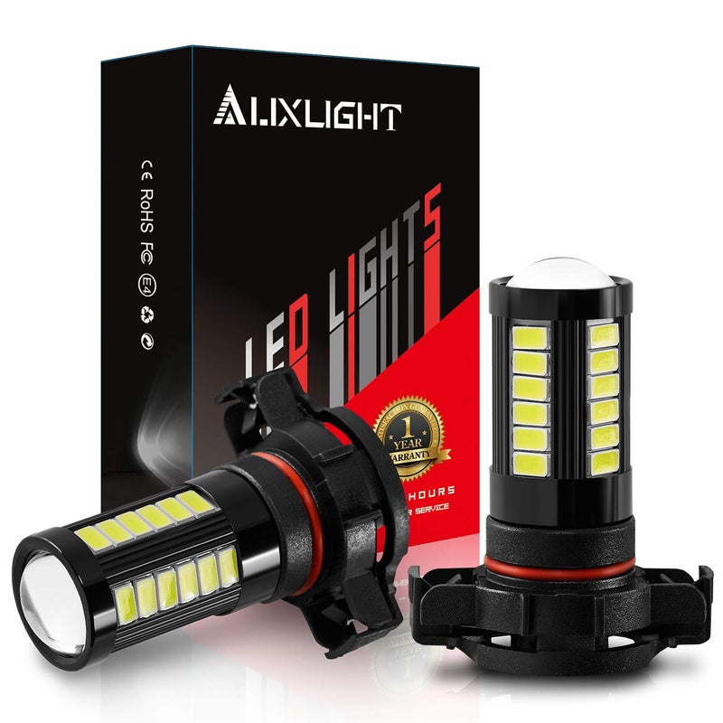 AUXLIGHT 2504 PSX24W 12276 LED Fog Light Bulbs 6000K Xenon White Super Bright 2800 Lumens 33SMD Chips LED Daytime Running Lights DRL Bulbs Replacement for Cars Trucks Pack of 2
