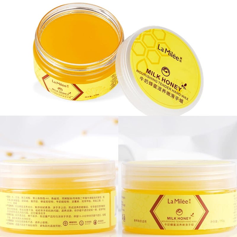La Milee Hand Mask Milk Honey Peel Off Hand Wax Moisturizing Hydrating Nourishing Exfoliating Hand Film Hands Care paraffin110g - Image 2