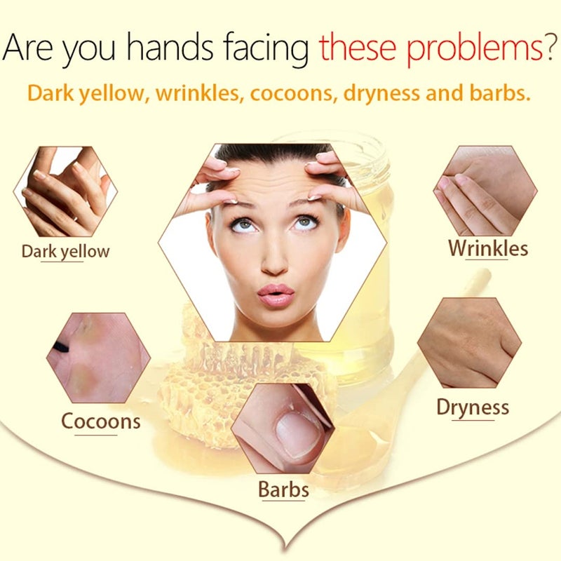 La Milee Hand Mask Milk Honey Peel Off Hand Wax Moisturizing Hydrating Nourishing Exfoliating Hand Film Hands Care paraffin110g - Image 3
