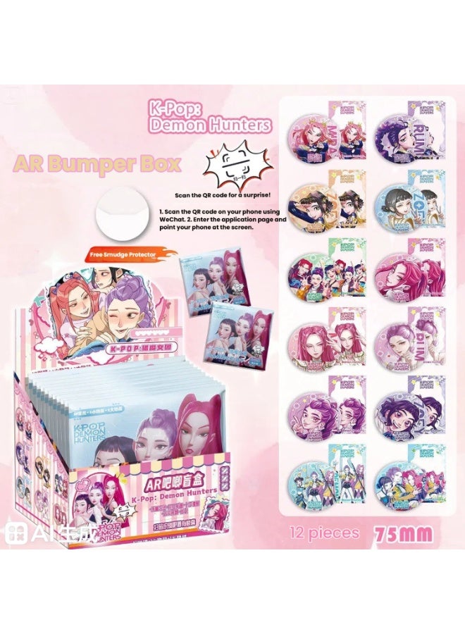 general KPop Demon Hunters AR Luminous Barw Blind Pumping contains 12 75mm tinplate Silver Onion Badge blind Boxes as gifts for family and friends