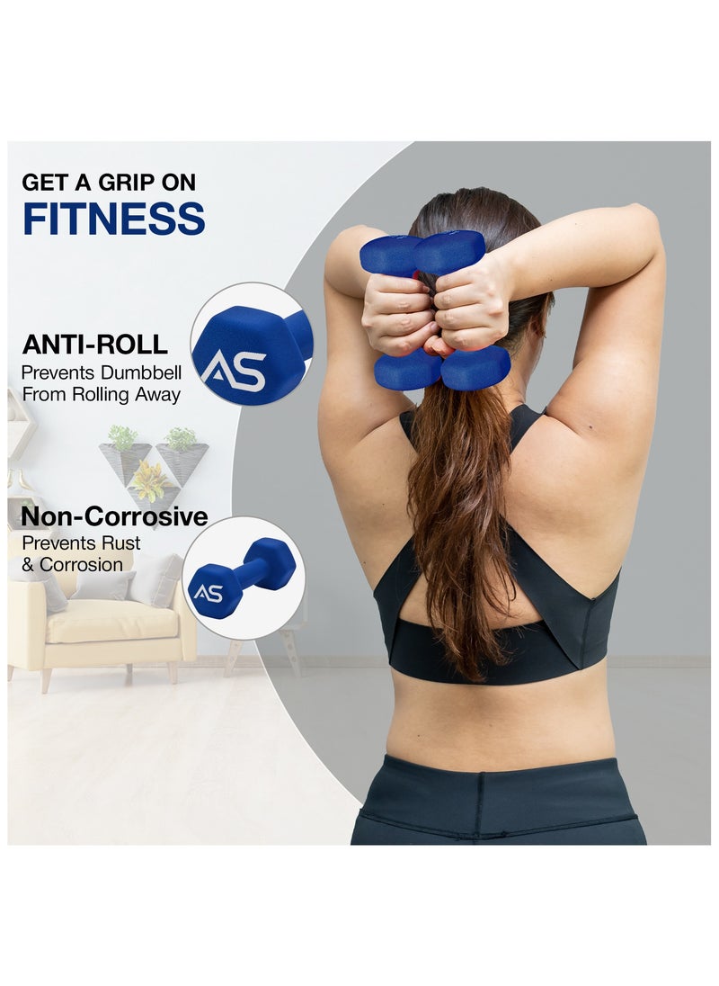 Allure Sphere - Sphere Neoprene Dumbbell Set For Home Gym Exercise - Anti Slip Fitness Equipment For Pilates, Cardio, Training - Anti Sweat Hex Dumbbells In 1Kg 2Kg 3Kg 4Kg 5Kg In Pair - Image 1