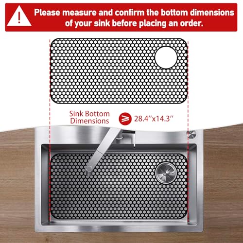 Bestjing Silicone Sink Protectors for Kitchen Sink 284x 143 Kitchen Protector Accessory NonSlip Heat Resistant Mat for Bottom of Farmhouse Porcelain Stainless SteelTop Right Drain HoleBlack - Image 3