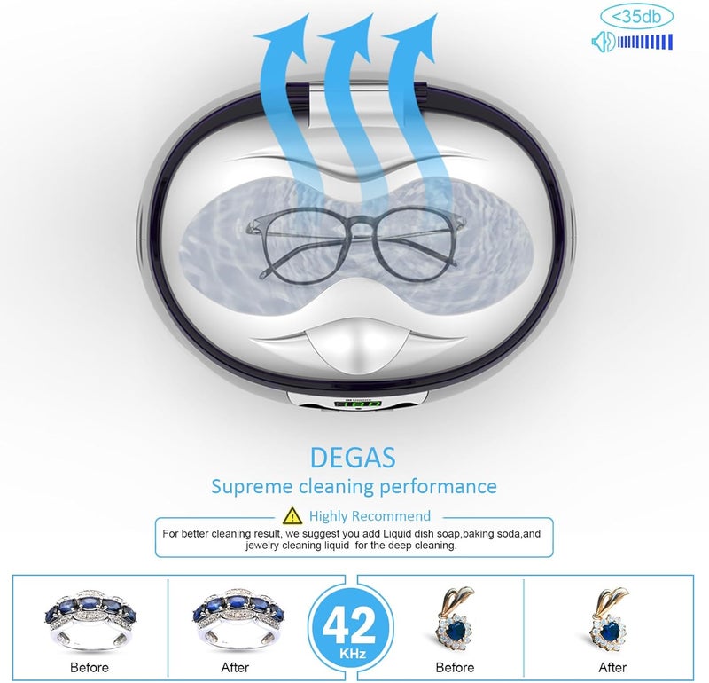 Ukoke Ultrasonic Jewelry & Retainer Cleaner – Professional Ultrasonic Cleaner Machine for Dentures, Mouth Guards, Braces, Toothbrush Heads, Rings & Watches with Timer – Perfect Christmas Gift - Image 3