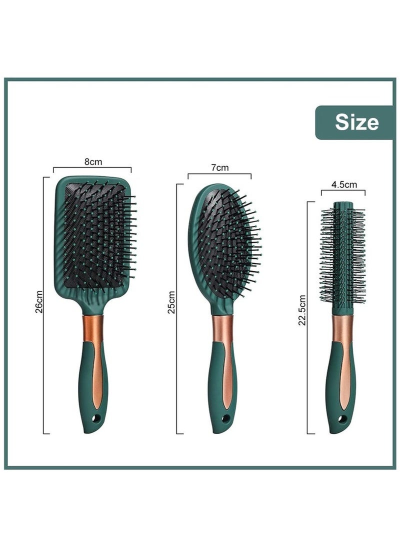 Generic Hair Brush Set, 3pcs Hair Brush Comb with Detangling Nylon Pins, Cushion Hair Combs for Women, Men, Kids  - Image 3