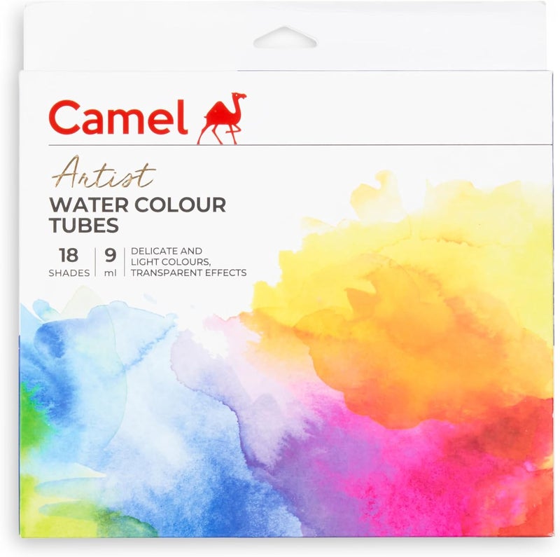 Camlin Camel Artist's Water Colours(18 assorted) 9m1 tubes -1305732 - Image 1
