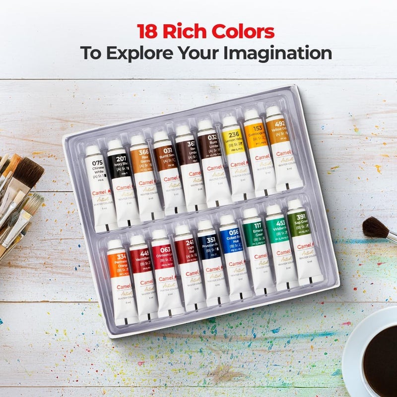 Camlin Camel Artist's Water Colours(18 assorted) 9m1 tubes -1305732 - Image 3