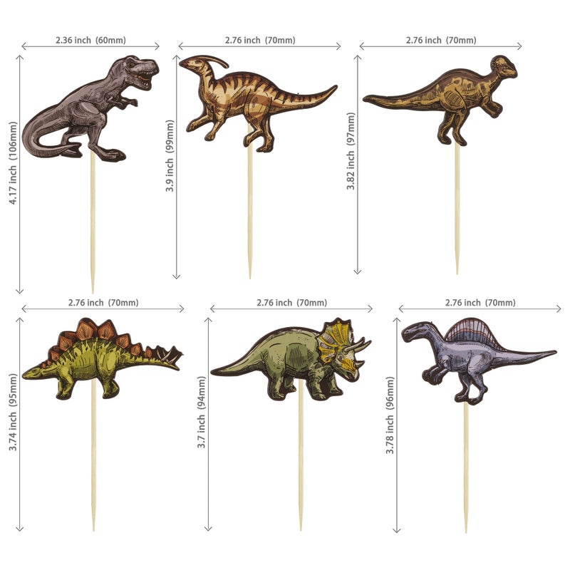 Ephlyn 36Pcs Dinosaur Cupcake Toppers Roar Dinosaur Cupcake Picks Dino Cake Decorations for Kids Boys Dinosaur Theme Birthday Babyshower Party Decorations - Image 2