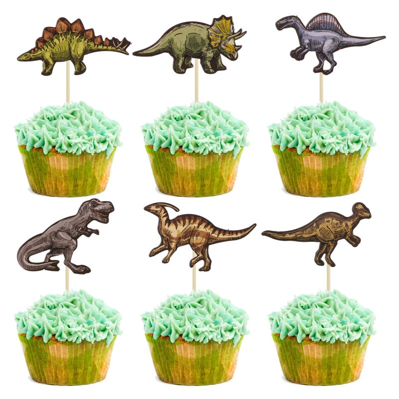 Ephlyn 36Pcs Dinosaur Cupcake Toppers Roar Dinosaur Cupcake Picks Dino Cake Decorations for Kids Boys Dinosaur Theme Birthday Babyshower Party Decorations - Image 1
