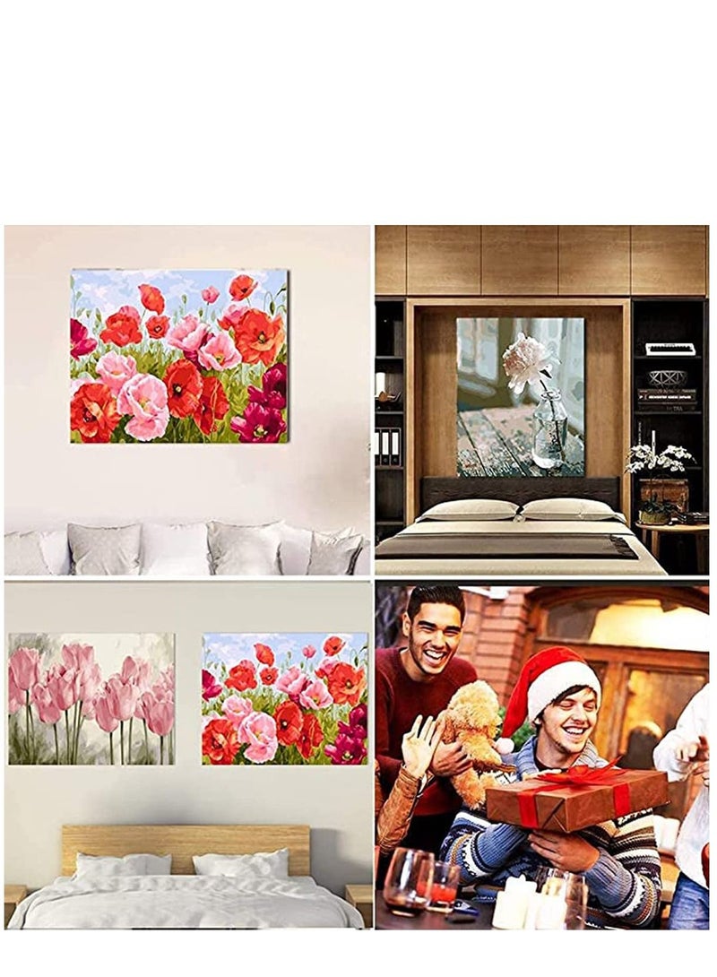 كاست ويف دهان DIY بالأرقام ، مجموعة طلاء زيت قماشية للأطفال والكبار ، 16 بوصة عرض × 20 بوصة رسم طلاء مع فرش طلاء ، صبغة أكريليك ، حرفة فنية لتزيين جدران المنزل - زهرة متطايرة - Image 3