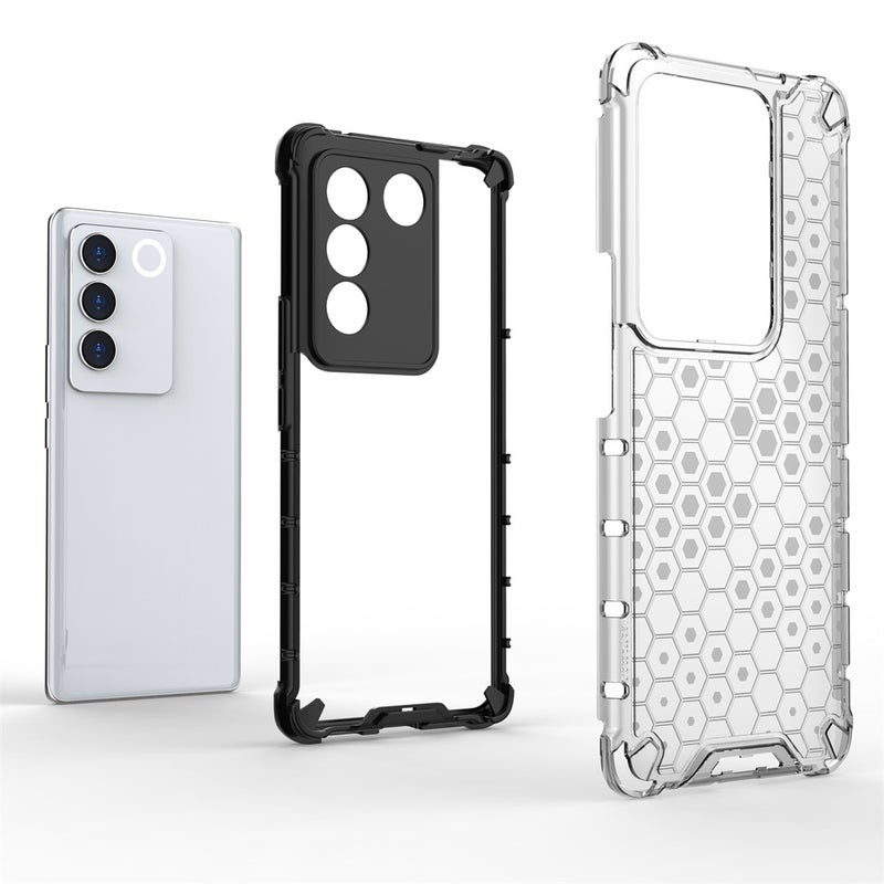 HuHa Case Cover For vivo V27 / V27 Pro Shockproof Honeycomb Phone Case(Black) - Image 3