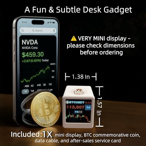 Zyntrazy RealTime Bitcoin Crypto Stock Ticker with Gold Price Tracking Digital Clock with Weather Temperature and Humidity Display US Market Data Creative Gift for Husband Boyfriend or Women - Image 3