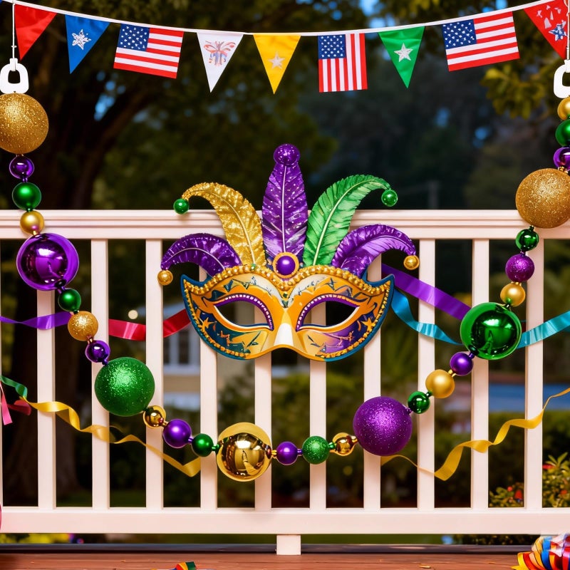 Bibelot Mardi Gras Garland, 6 Ft Mardi Gras Bead Garland with Purple Gold Green Metallic Balls, 2 Pack Festive Balls Ornaments for Mantel Party Decor Indoor Outdoor - Image 2