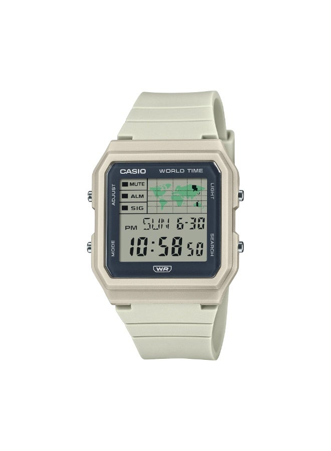 CASIO Youth Digital Unisex Watch LF-30W-8ADF, 37.8 mm Beige Dial with World Map Display, Resin Case & Bio-Based Resin Band, Water Resistant - Image 2