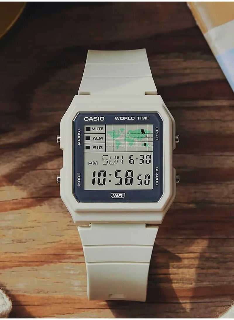 CASIO Youth Digital Unisex Watch LF-30W-8ADF, 37.8 mm Beige Dial with World Map Display, Resin Case & Bio-Based Resin Band, Water Resistant - Image 1