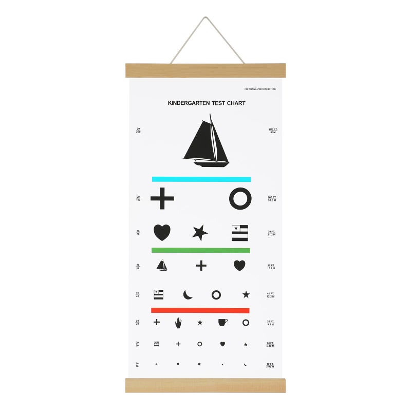 NOYOC Pediatric Eye Chart for Kindergarten Child Kids Visual Acuity Test Wall Chart with Wooden Frame and Canvas for Eye Exams 20 Feet 24 x 12 Inches 20 Feet Distance - Image 2
