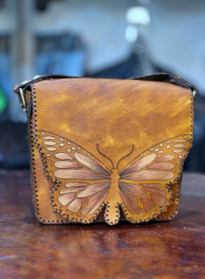 Genuine Leather Crossbody Bag Medium Butterfly Handbag  - Image 1