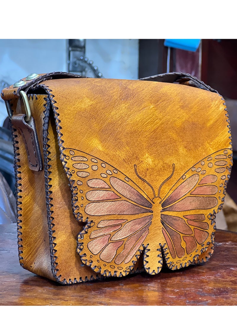 Genuine Leather Crossbody Bag Medium Butterfly Handbag  - Image 2