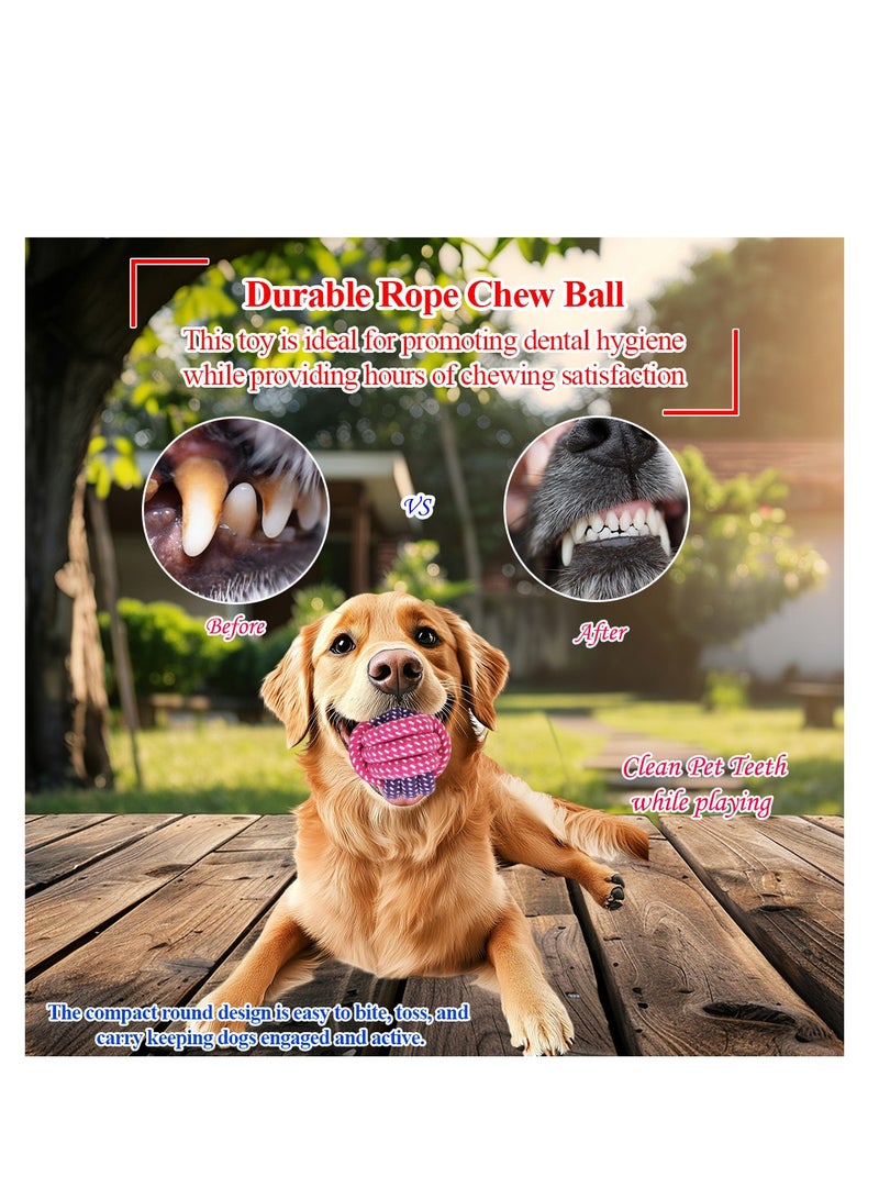 NNC PETS Combo pack of 5 rope toy, Durable and 100% cotton, Ideal for Medium to Large dogs, 45 cm Interactive chew toy for Dental health, Play, Aggressive, and Tug of War, Loop handle with rope ball, (Pink) - Image 5