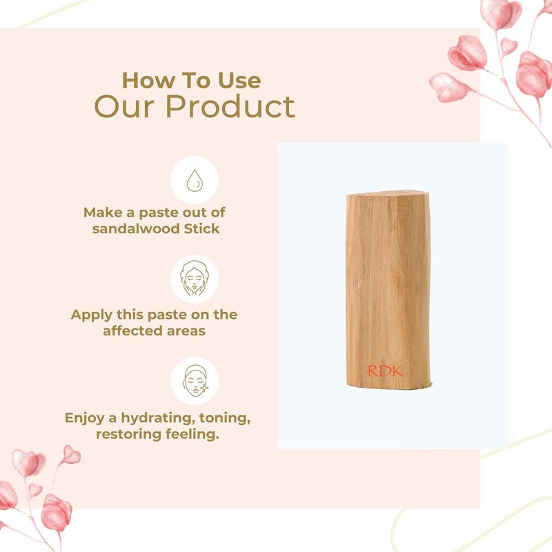 RDK عصا خشب الصندل الطبيعي من RDK ميسور سافيد تشاندان للبويا تيلاك هافان والجمال [140-150 جرام عبوة من 1] - Image 4