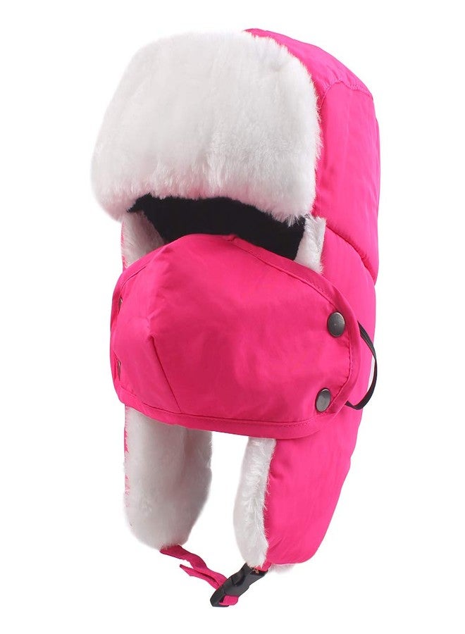 Zsedrut Winter Boy Trapper Trooper Hat Outdoor Warm Girls Ski Cap Windproof Mask Ear Flaps Hats for Kids, Rose Red-kids, 2-10 Years - Image 1