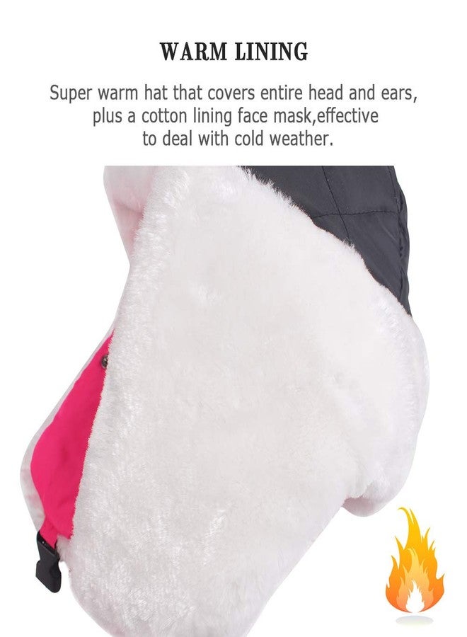 Zsedrut Winter Boy Trapper Trooper Hat Outdoor Warm Girls Ski Cap Windproof Mask Ear Flaps Hats for Kids, Rose Red-kids, 2-10 Years - Image 3
