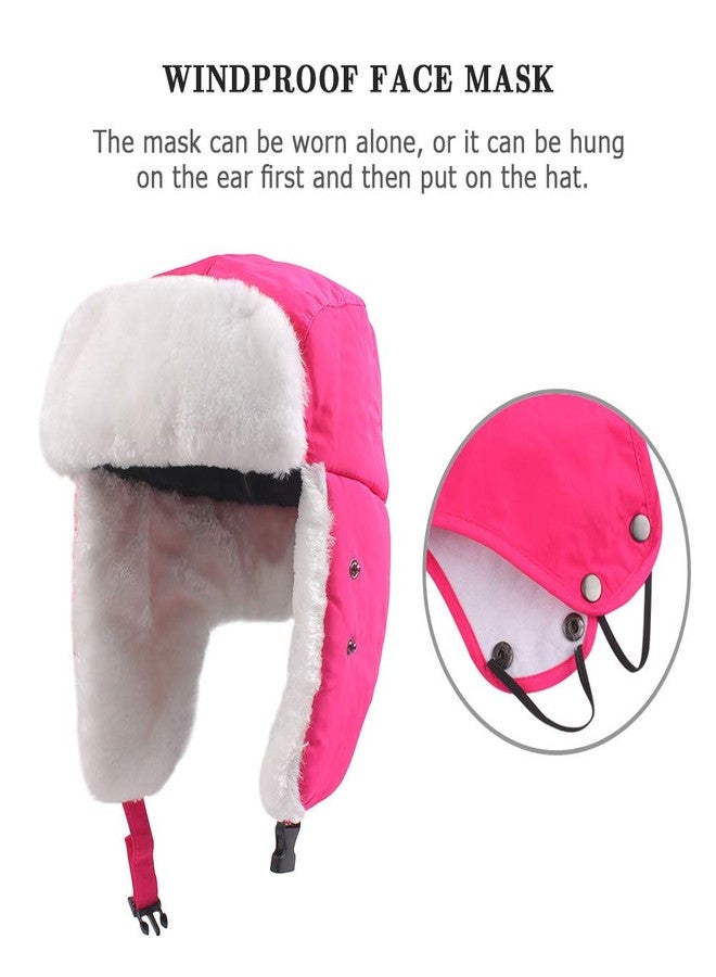Zsedrut Winter Boy Trapper Trooper Hat Outdoor Warm Girls Ski Cap Windproof Mask Ear Flaps Hats for Kids, Rose Red-kids, 2-10 Years - Image 5