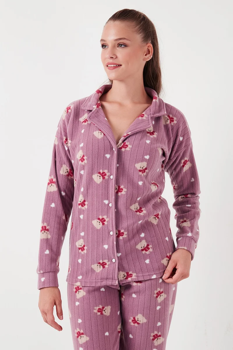 Lela Standard Fit Buttoned Polar Fleece Pajama Set Women's Pajama Set 6095615