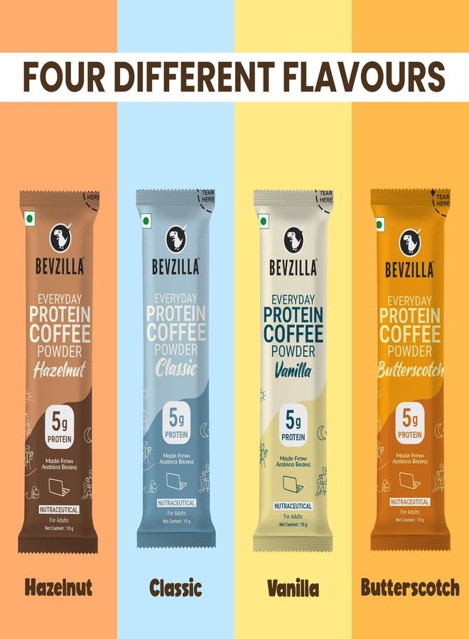 Bevzilla Everyday Protein Instant Coffee Powder Sachets |160 GM(16x10g)| 5g Protein Each | Arabica Coffee | No Added Sugar | Hot & Cold Coffee Premix for Energy & Fitness - Image 5