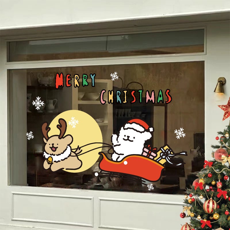 2026 Line Puppy Christmas New Year Decoration Cute Cartoon Window Decoration Static Sticker Decoration Window Door Sticker - Image 4