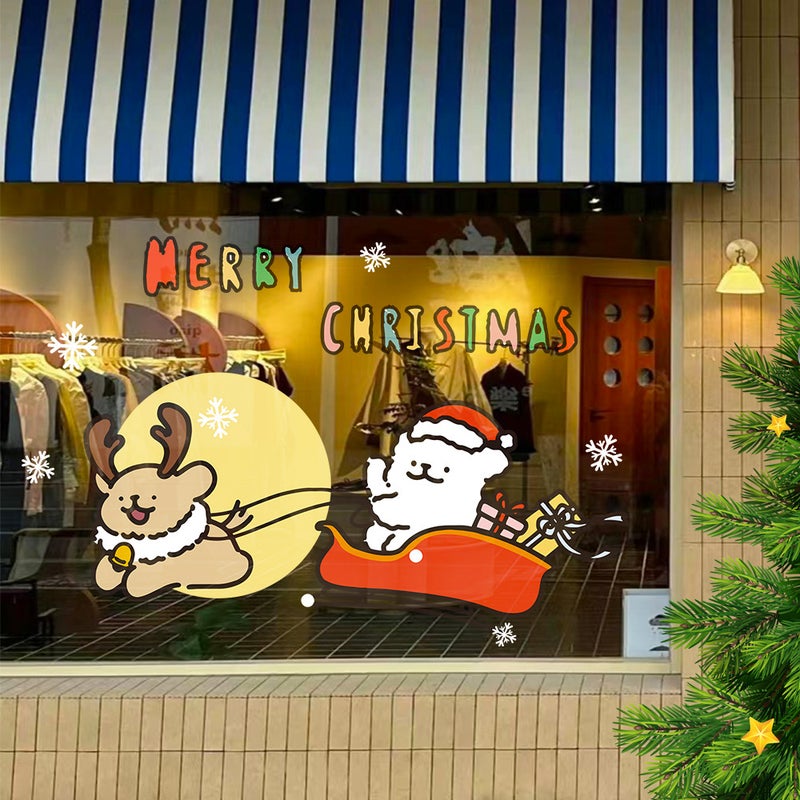 2026 Line Puppy Christmas New Year Decoration Cute Cartoon Window Decoration Static Sticker Decoration Window Door Sticker - Image 3