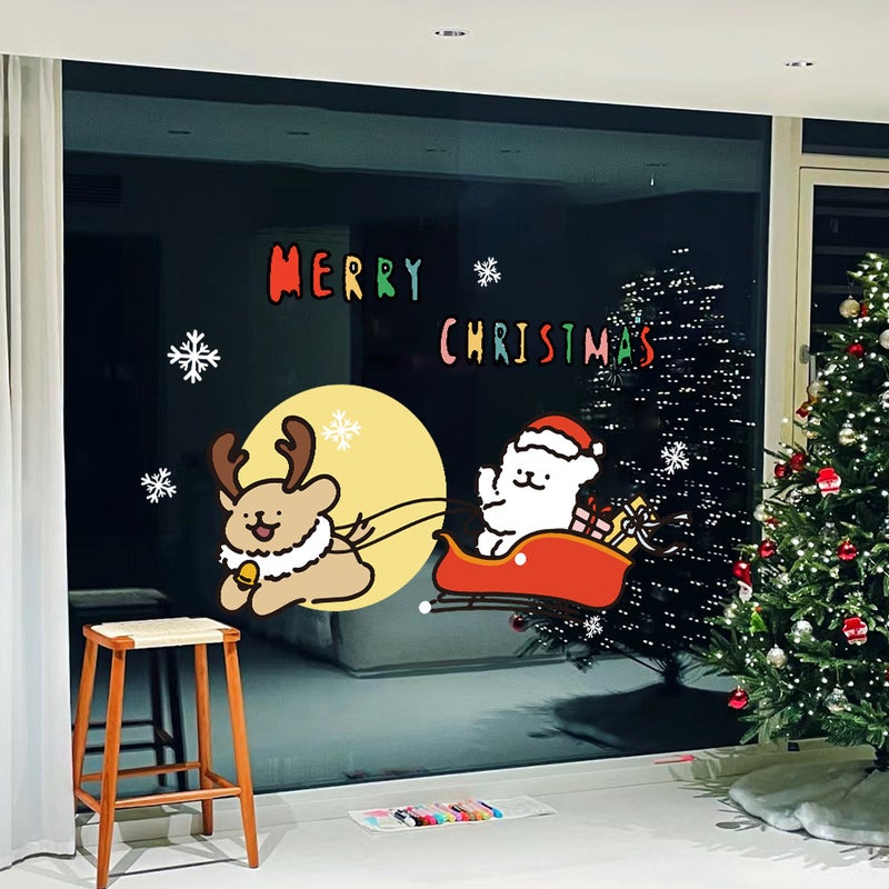 2026 Line Puppy Christmas New Year Decoration Cute Cartoon Window Decoration Static Sticker Decoration Window Door Sticker - Image 5