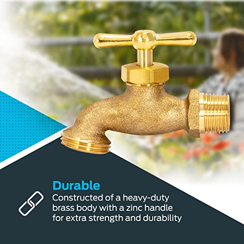 Eastman Irrigation Hose Bibb, 1/2 Inch MIP x 1/2 Inch MHT Outdoor Spigot, Brass Garden Valve, 20181 - Image 3