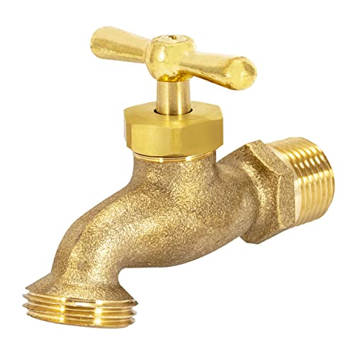Eastman Irrigation Hose Bibb, 1/2 Inch MIP x 1/2 Inch MHT Outdoor Spigot, Brass Garden Valve, 20181 - Image 1