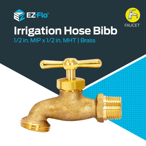 Eastman Irrigation Hose Bibb, 1/2 Inch MIP x 1/2 Inch MHT Outdoor Spigot, Brass Garden Valve, 20181 - Image 2