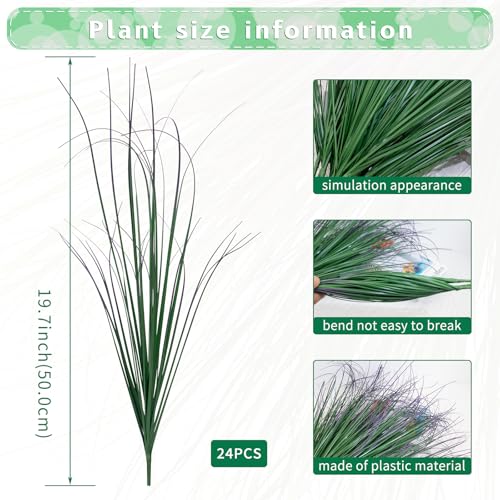 LUZOGA 24Pcs Artificial Grass Plants Faux Shrubs Wheat Grass Artificial Tall Grass Fake Plants for Outdoor DecorArtificial Greenery Stems Weed for Room Indoor Home DecorGreen Purple Tail - Image 3