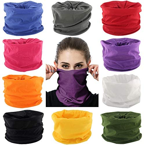 Cutewing Neck Gaiter Masks Buffs Gators,10PCS Tube Scarf Seamless Face Covering,Solid Ourdoor Face Mask Tube Bandanas Magic Headband UV Headwrap Balaclavas for Sports Workout Fitness - Image 1