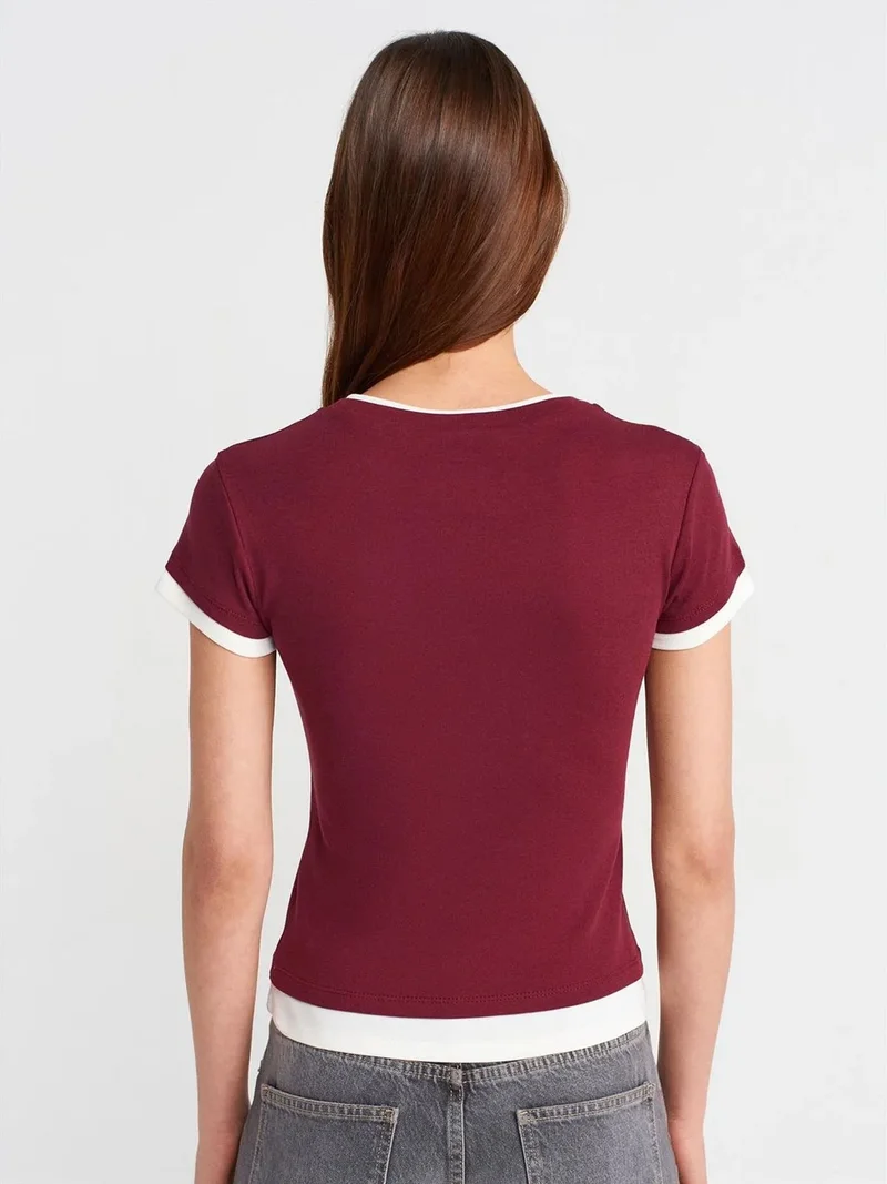 ديلفين DILVIN Women's Slim Fit Cotton Crew Neck T-Shirt