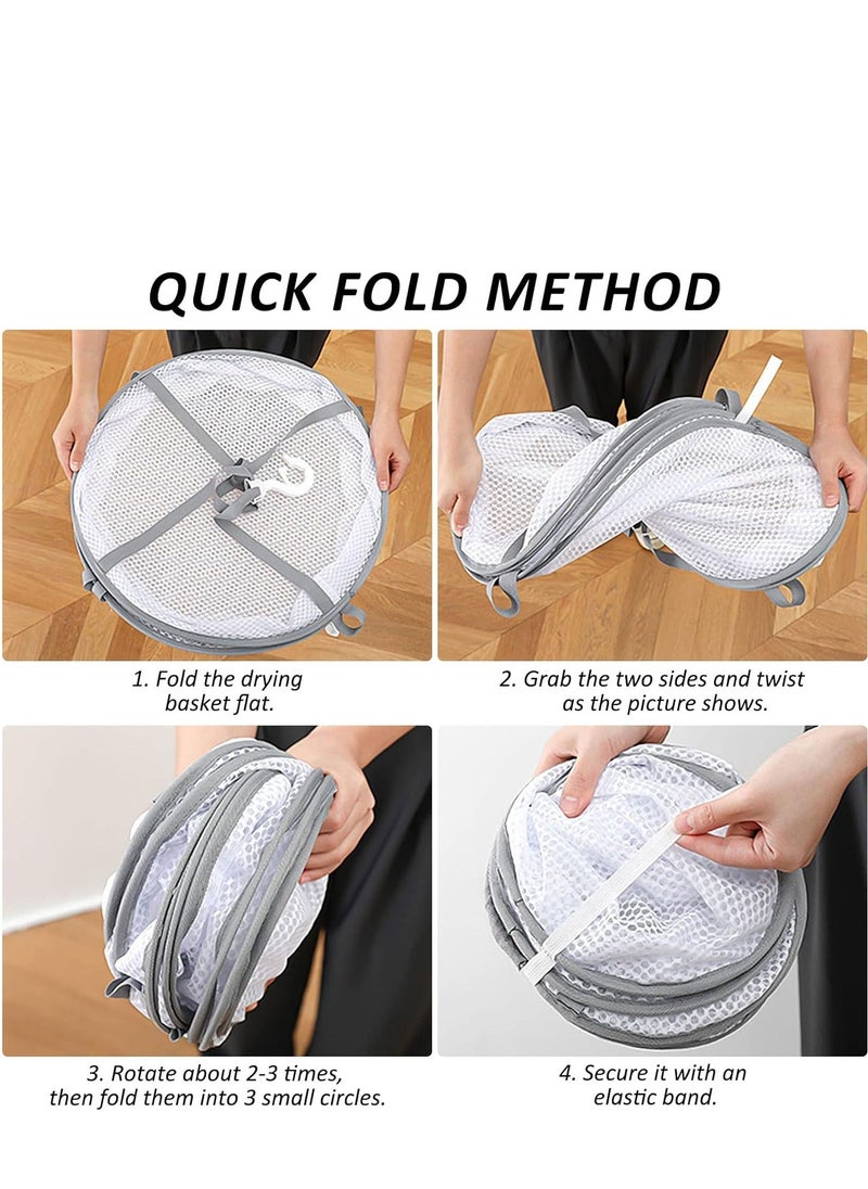 Y&D - Large Folding Clothes Dryer 2Tier Foldable Mesh Hanging Sweater Drying Rack with Windproof Hook Multifunction Lay fold Flat Dry Hanger for Hydroponics Flowers Buds Fruits Seafoods - Image 1